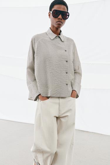 Zara ZW COLLECTION ASYMMETRIC BUTTON-UP SHIRT - Black / White