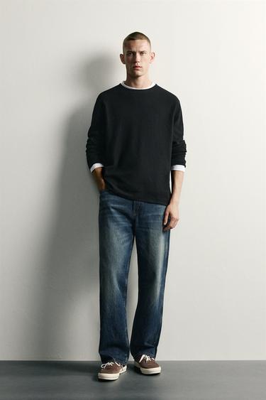 WASHED TEXTURED RELAXED FIT JUMPER - Black by Zara - Image 0