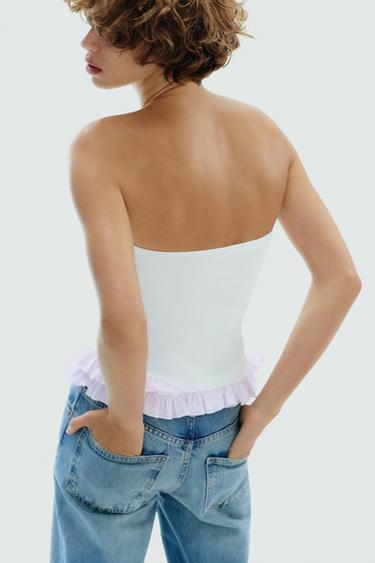 CONTRAST BANDEAU TOP - White by Zara - Image 3