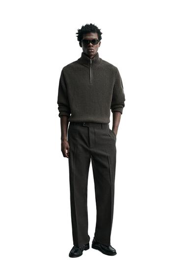 REGULAR FIT FLANNEL TROUSERS - Brown by Zara