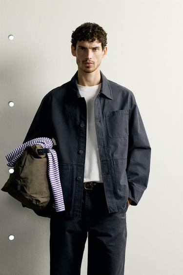 REGULAR FIT OVERSHIRT WITH POCKETS - Anthracite grey by Zara