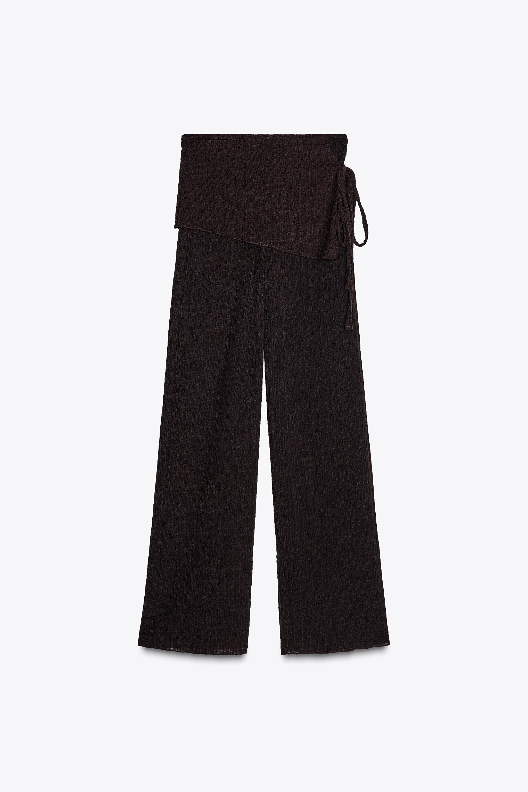 TEXTURED TIE SARONG PANTS - Dark brown | ZARA United States