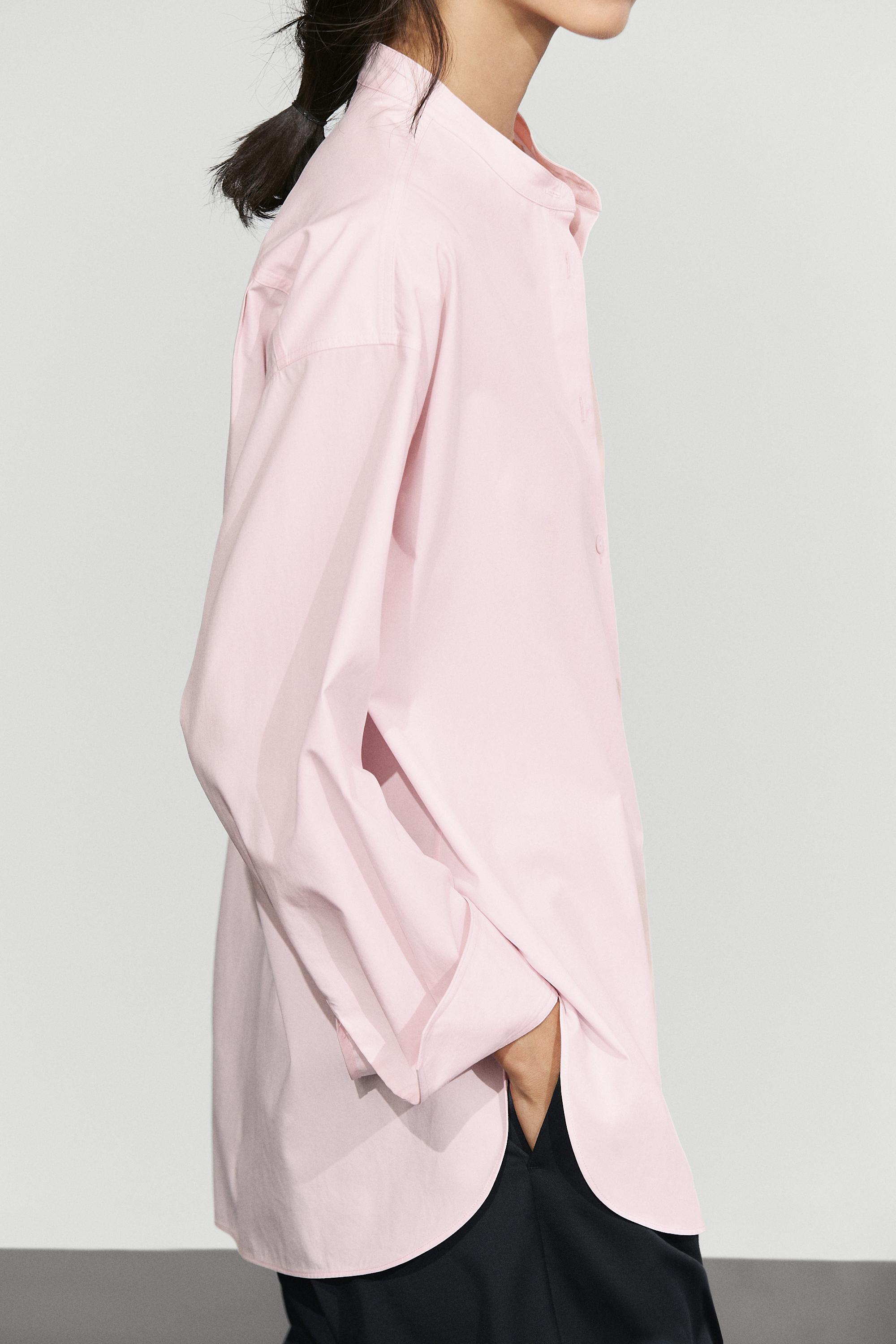 Cotton-blend stand collar shirt