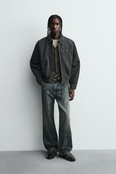 QUILTED DENIM JACKET - Charcoal by Zara