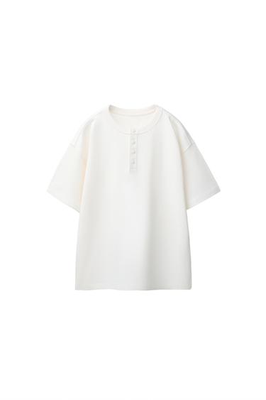 Zara HENLEY POLO SHIRT - Ecru