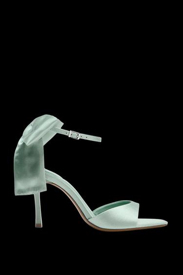Zara MAXI BOW HEELED SANDALS - Water Green - Image 0