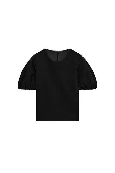 TOP MANGA ABULLONADA - Negro de Zara
