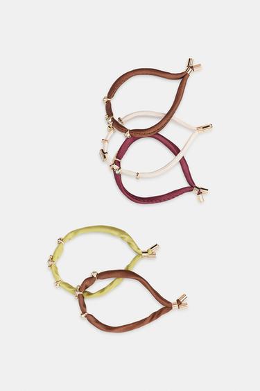 PACK OF 4 FABRIC BRACELETS WITH JEWELS - Multicoloured by Zara - Image 4