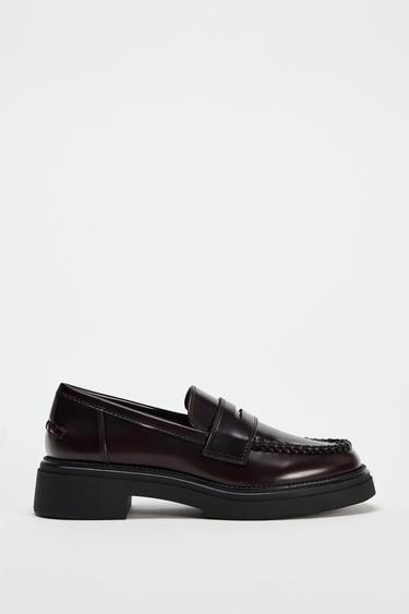 STRAPPY LOAFERS - Burgundy Red by Zara