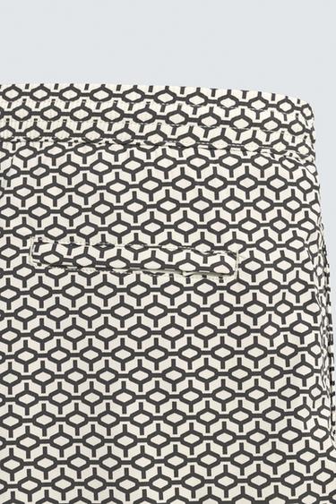 SHORT GEOMETRIC PRINT SWIMMING TRUNKS - Ecru by Zara - Image 8