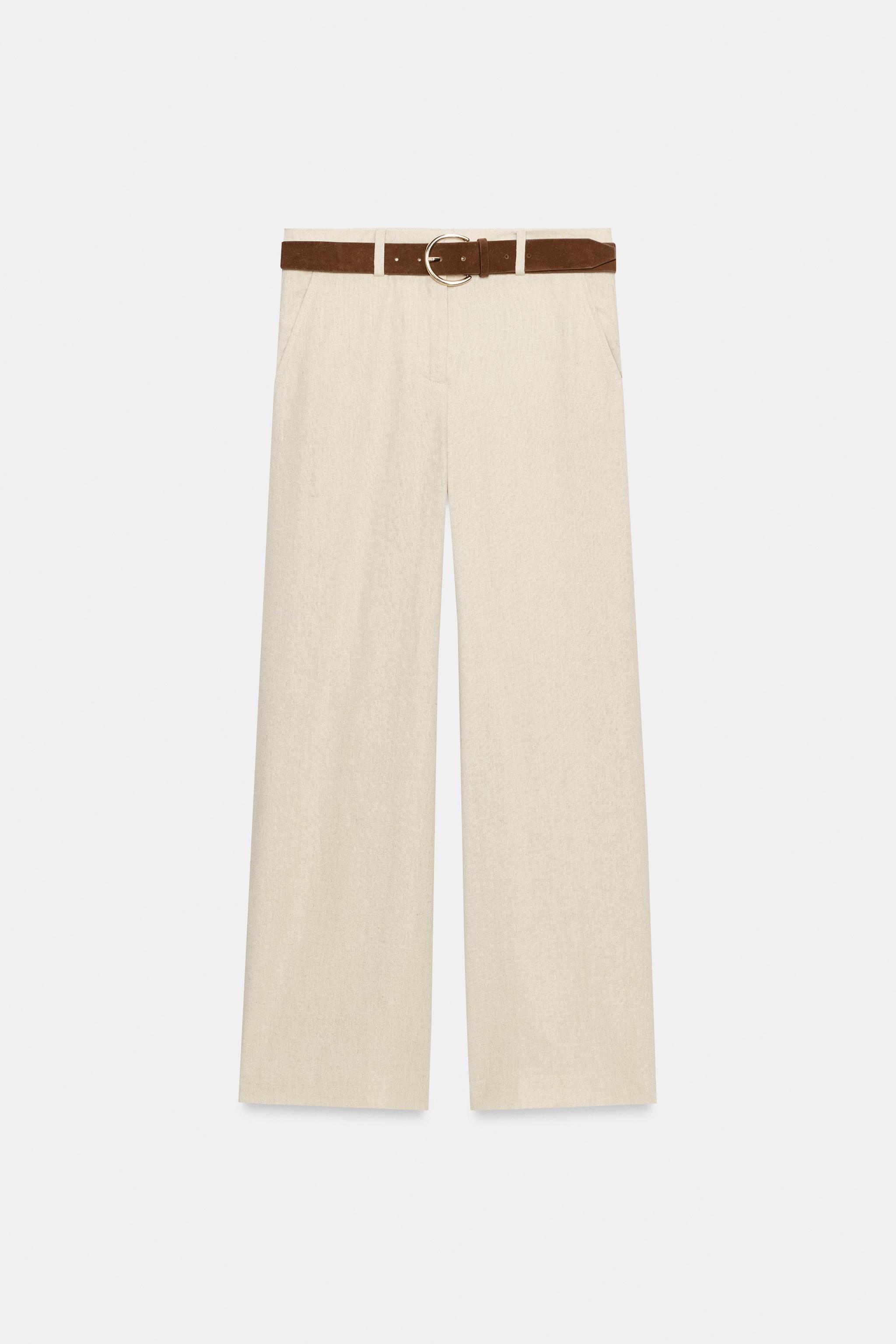 KEMERLİ KETEN CULOTTE PANTOLON - Görsel 4