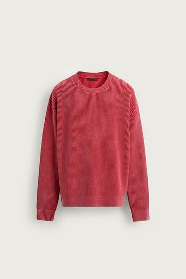 JERSEY ESTRUCTURA CANALÉ LAVADO - Rojo de Zara