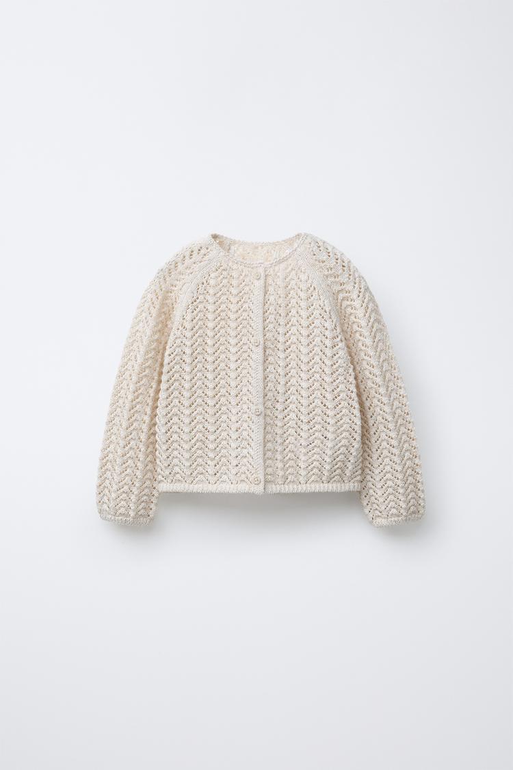 テクスチャー入りニットカーディガン - ライトベージュ | ZARA Japan 