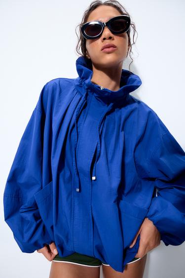 Zara ZW COLLECTION BOMBER JACKET - Bluish