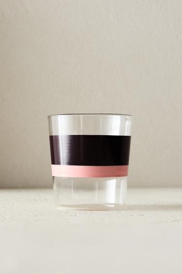 BOROSILICATE TUMBLER WITH STRIPES X COLLAGERIE - Pink by Zara