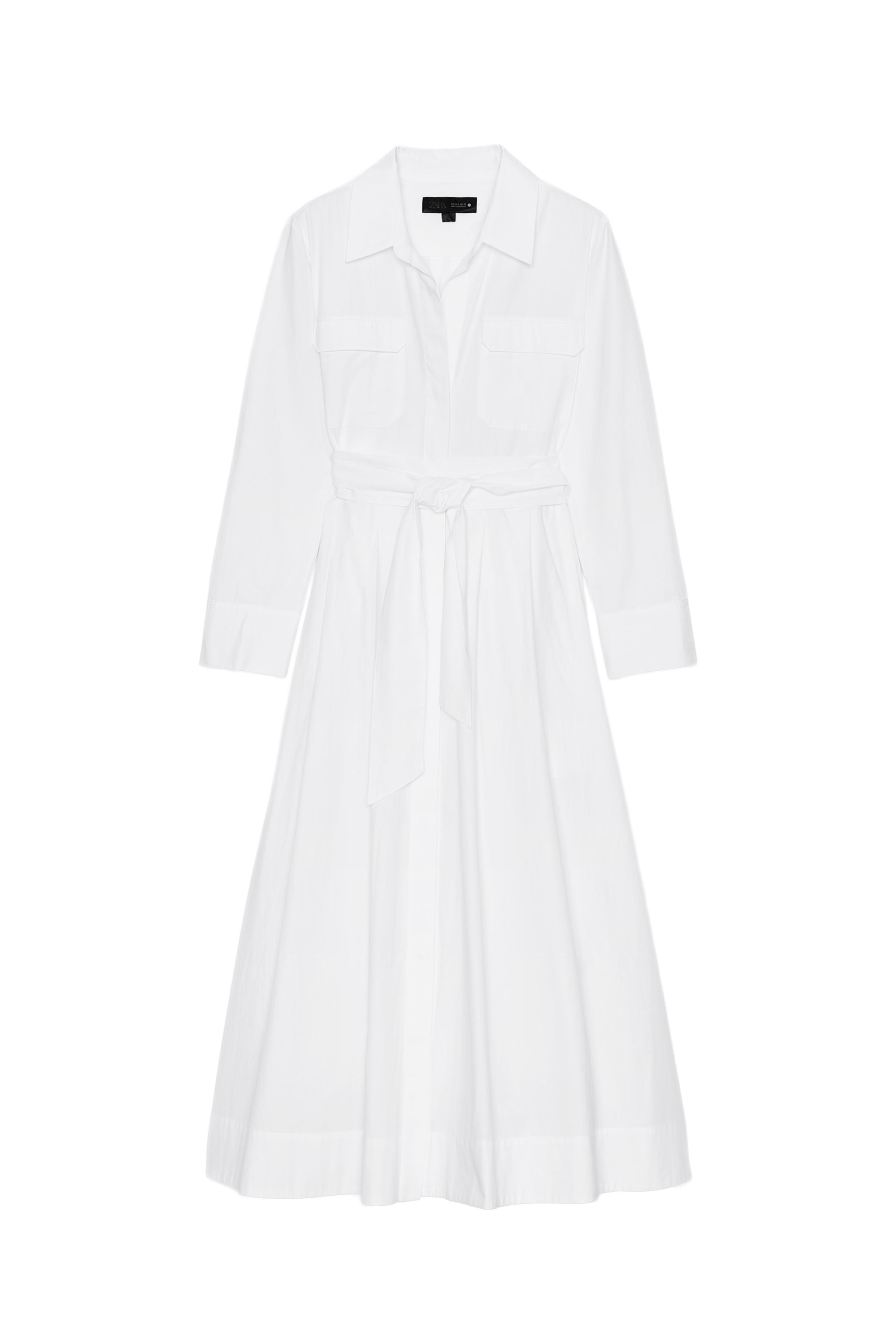 knee length dresses for ladies Zara White Pleated Mini Dress