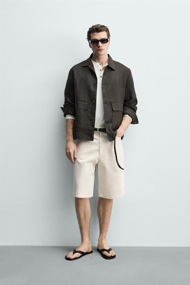 SOBRECAMISA 100% LINO - Marrón de Zara - Imagen 0