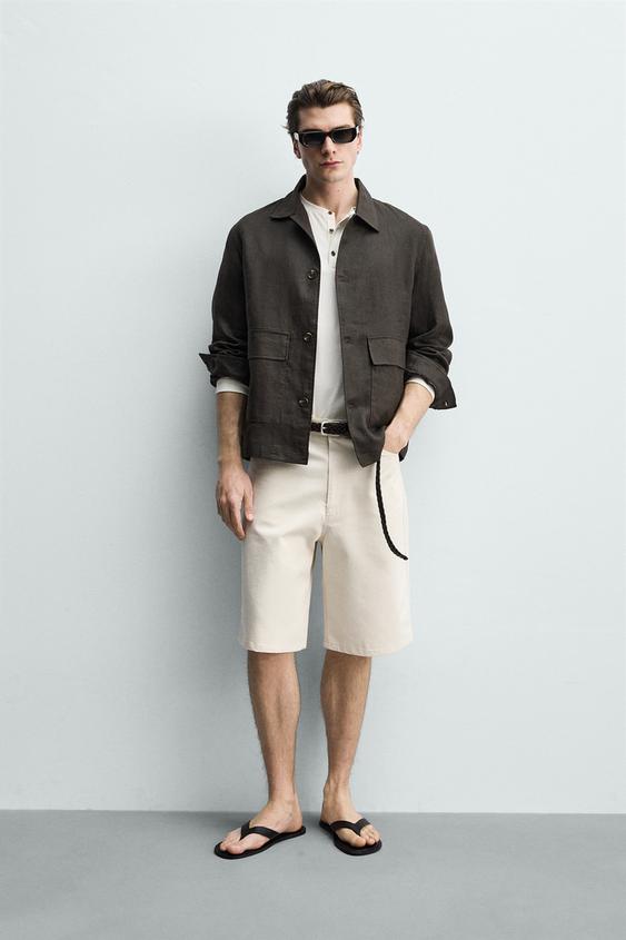 SOBRECAMISA 100% LINO - Marrón de Zara - Imagen 0