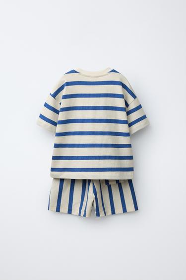 STRIPED T-SHIRT AND BERMUDA SHORTS SET - Navy / White by Zara - Image 1