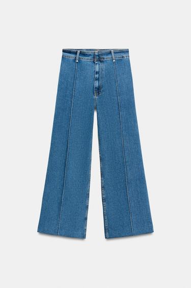 Zara ZW COLLECTION WIDE LEG HIGH WAIST JEANS - Blue