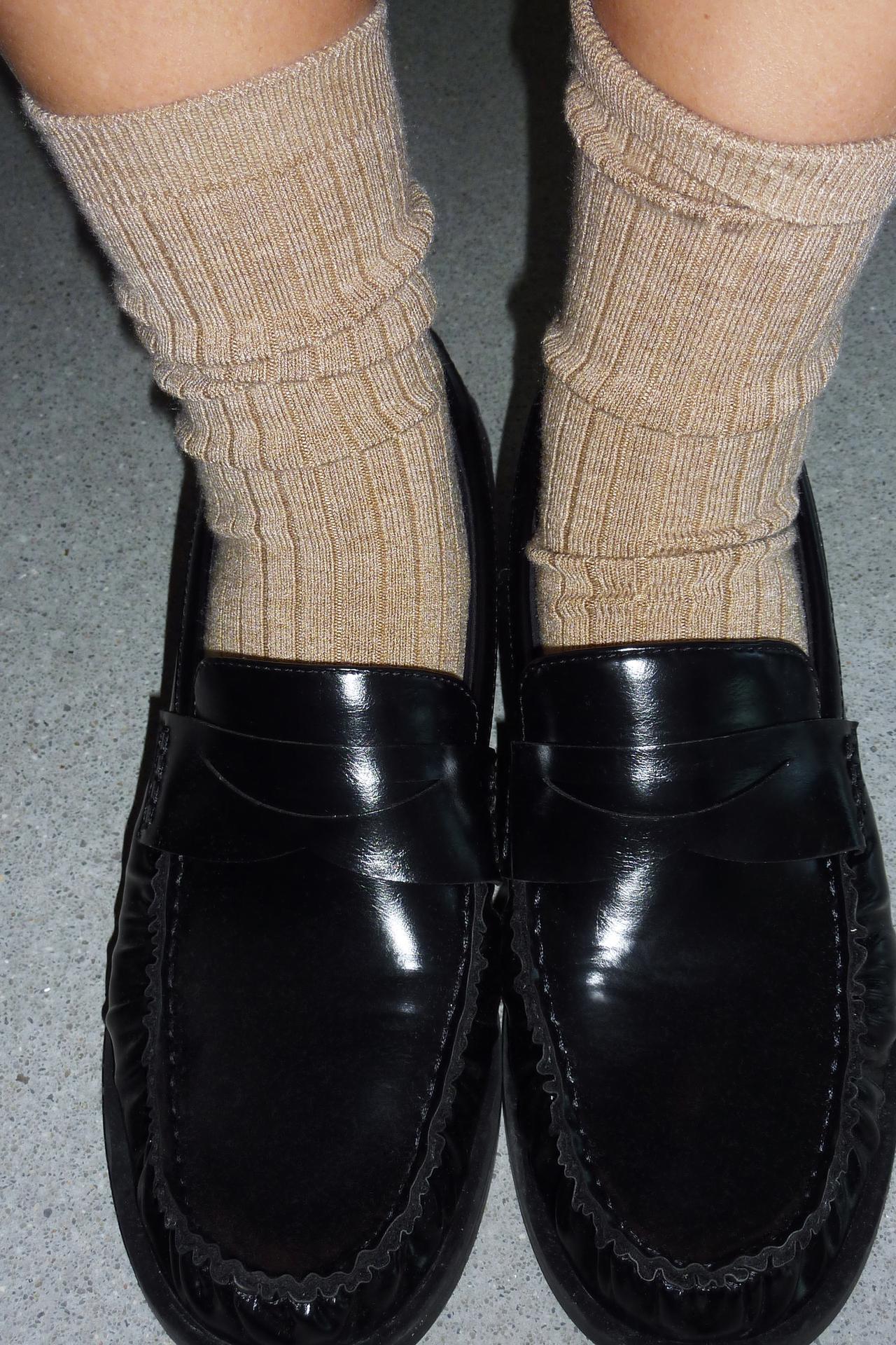 BASIC RIBBED SOCKS — Mid-camel