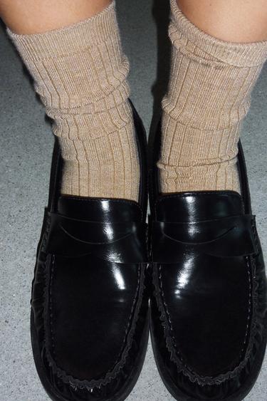 BASIC RIBBED SOCKS — Mid-camel 1