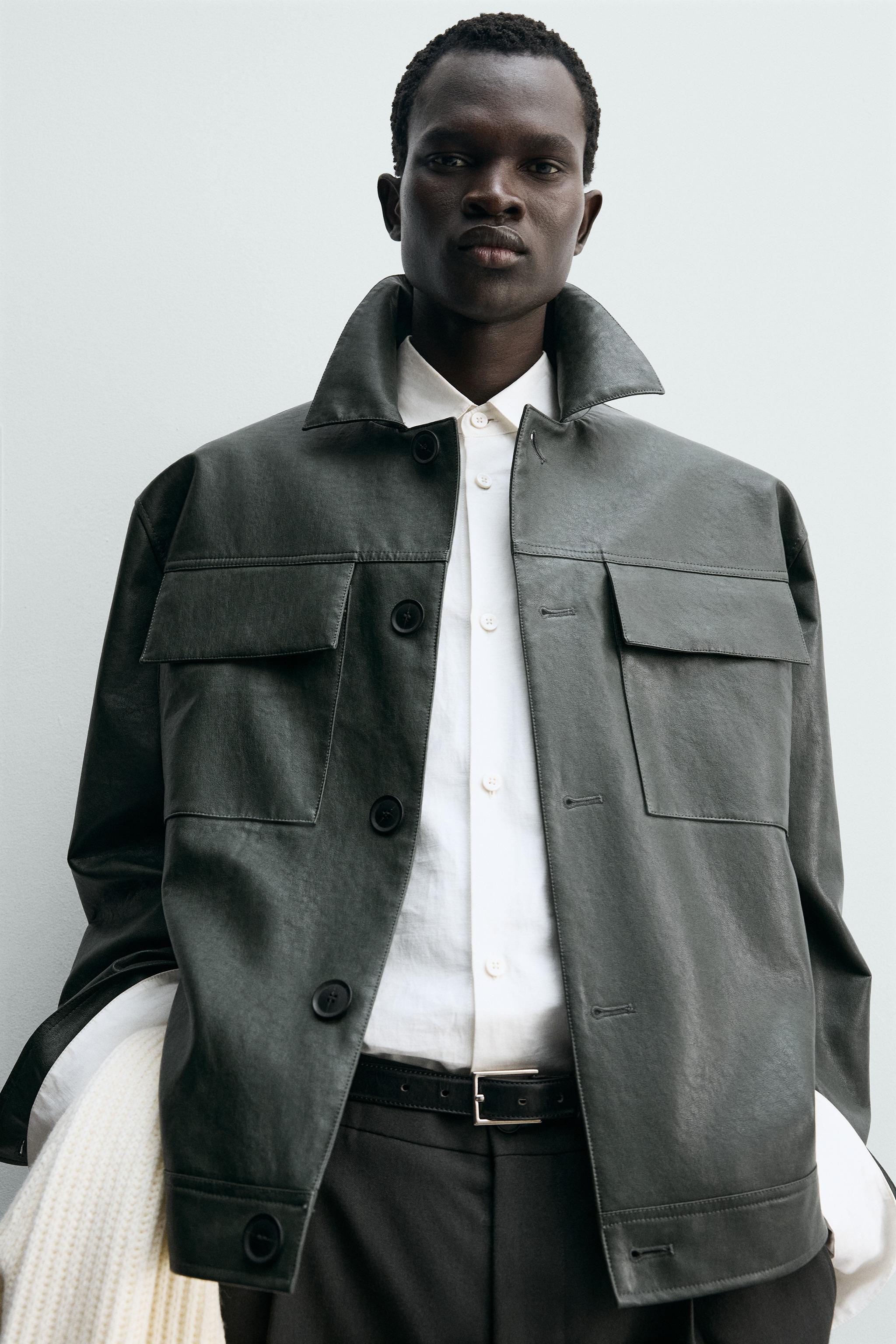 Zara - Faux Leather Jacket - Duck Green - M - Man