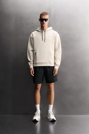 Zara TECHNICAL HOODIE - ecru-white