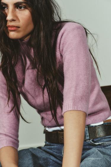 سترة بأكمام فرنسية من القطن الناعم - ليلكي الخاص بـ Zara