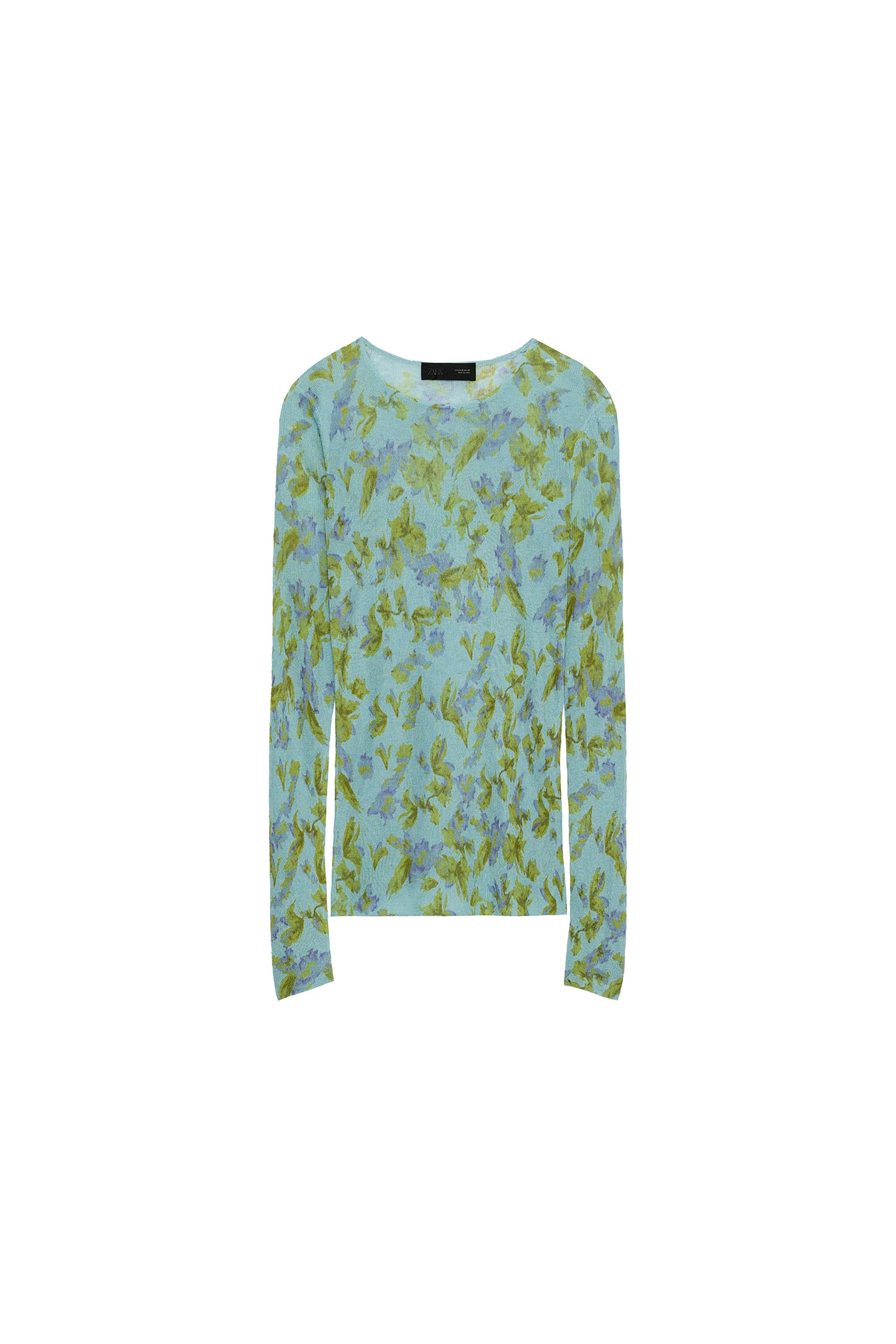 FLORAL PRINT KNIT TOP