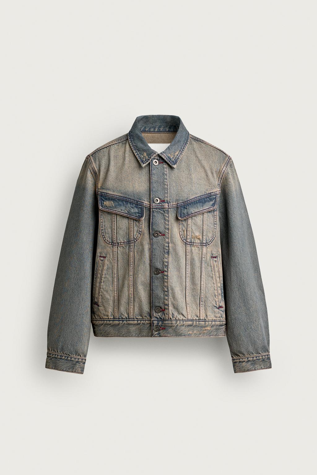 CROPPED FIT TOPSTITCHED DENIM JACKET