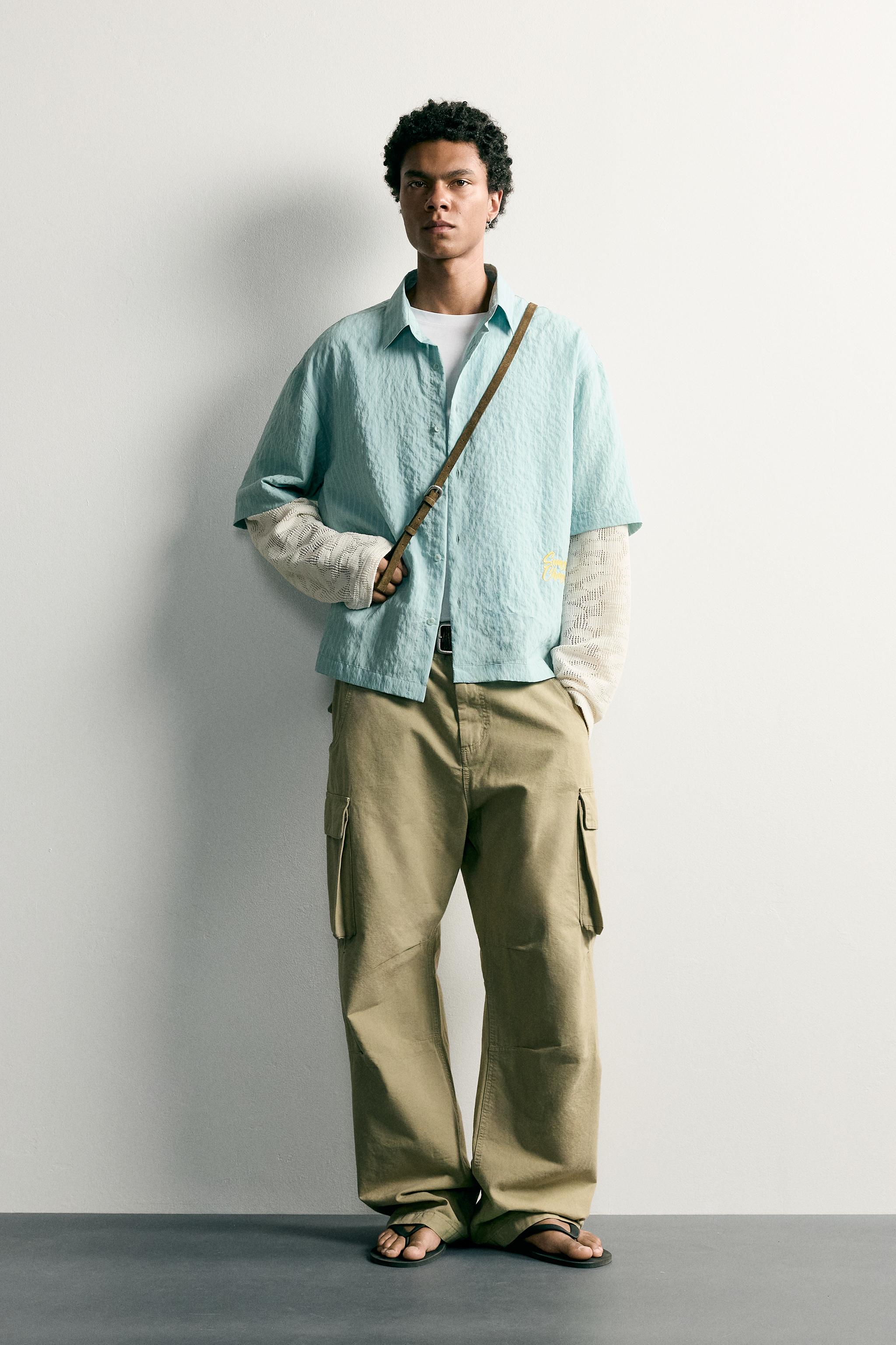 RELAXED FIT SHIRT WITH LAYERED SLEEVE DETAIL