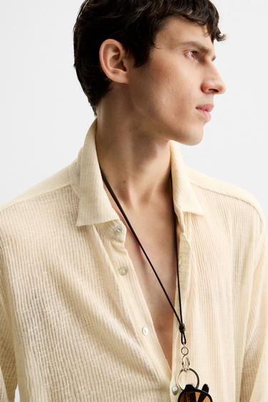 CHEMISE STRUCTURÉE SEMI-TRANSPARENTE - Écru de Zara - Image 4