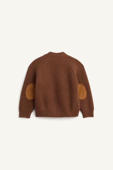 LIMITED EDITION 100% WOOL CARDIGAN WITH ELBOW PATCHES - Toffee by Zara - Image 4
