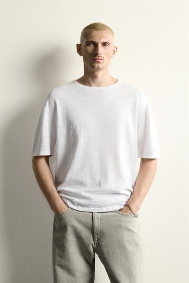 TEXTURED KNIT T-SHIRT - White by Zara