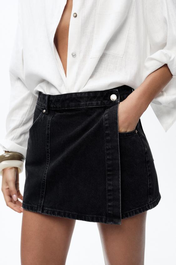 Zara Falda Pantalon Negra Larga Faldas Vaqueras De Mujer ZARA España