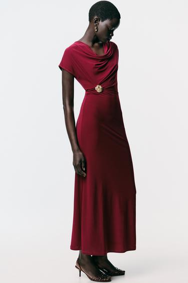 VESTIDO DRAPEADO FORNITURA - Burgundy de Zara