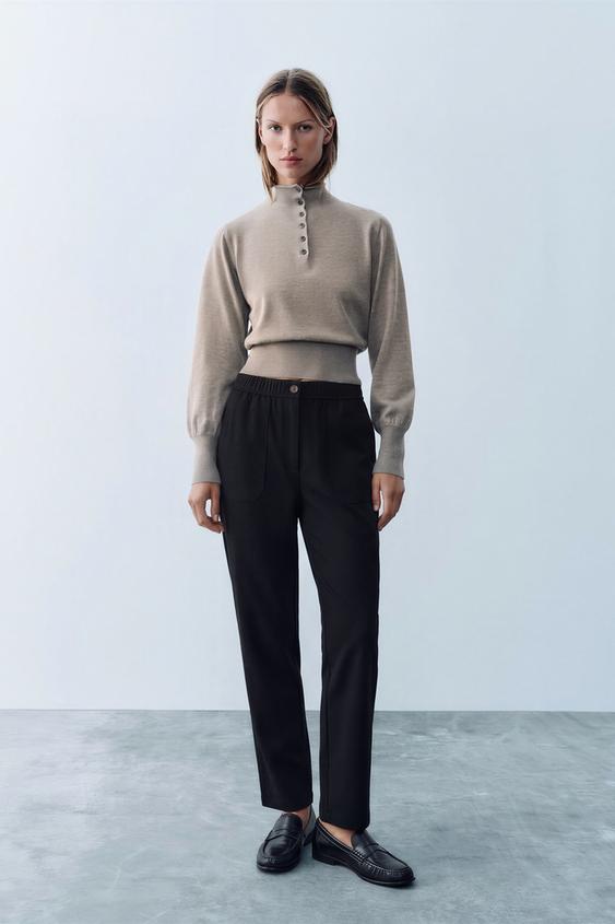 TROUSERS WITH ELASTICATED WAISTBAND - Black by Zara - Image 0