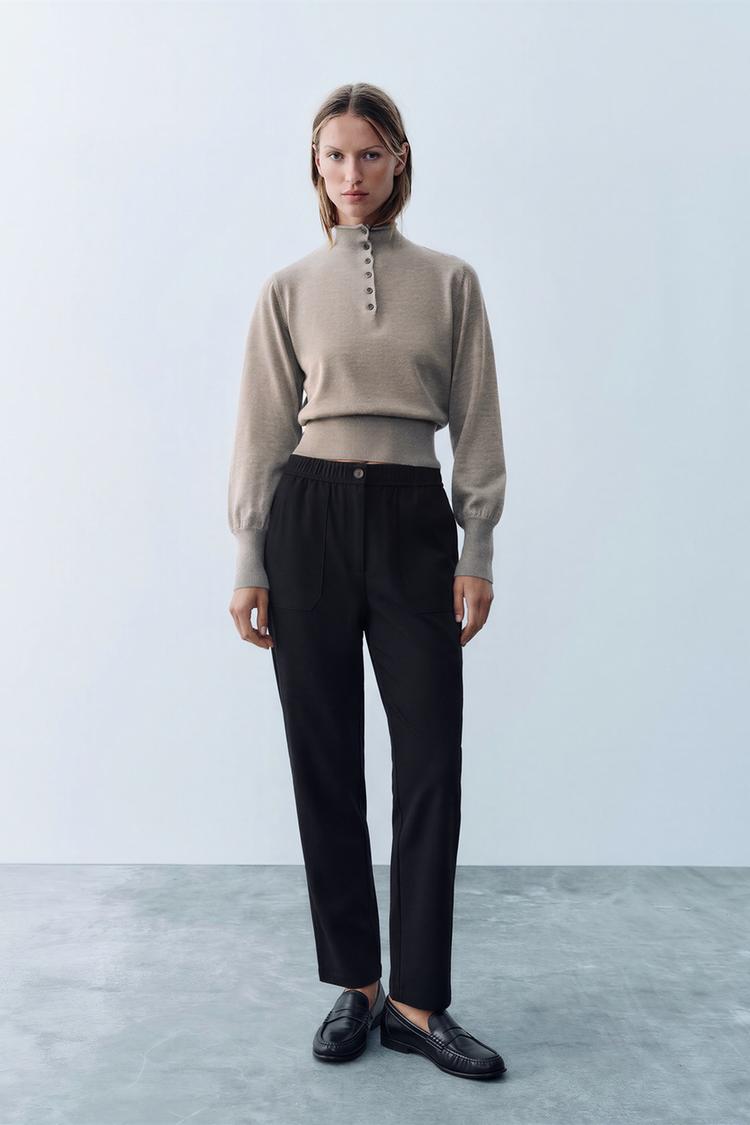 TROUSERS WITH ELASTICATED WAISTBAND