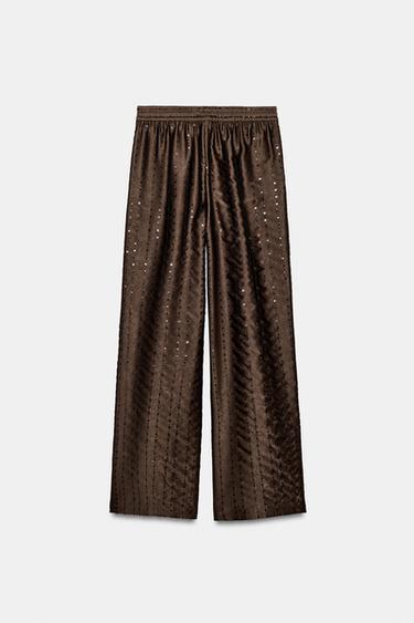 PANTALON FLUIDE À PAILLETTES - Marron de Zara - Image 6