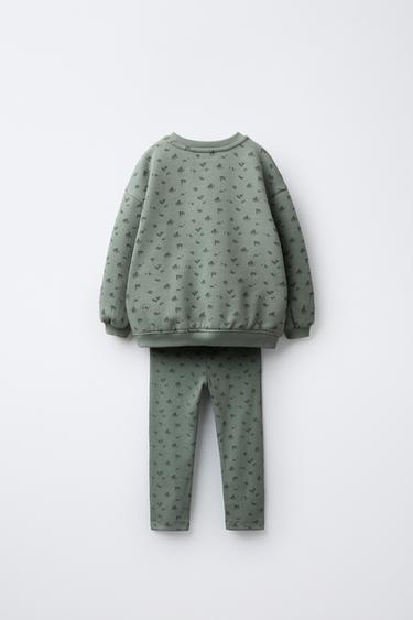 ENSEMBLE SWEAT-SHIRT ET LEGGING FLEURS - vert délavé de Zara - Image 1