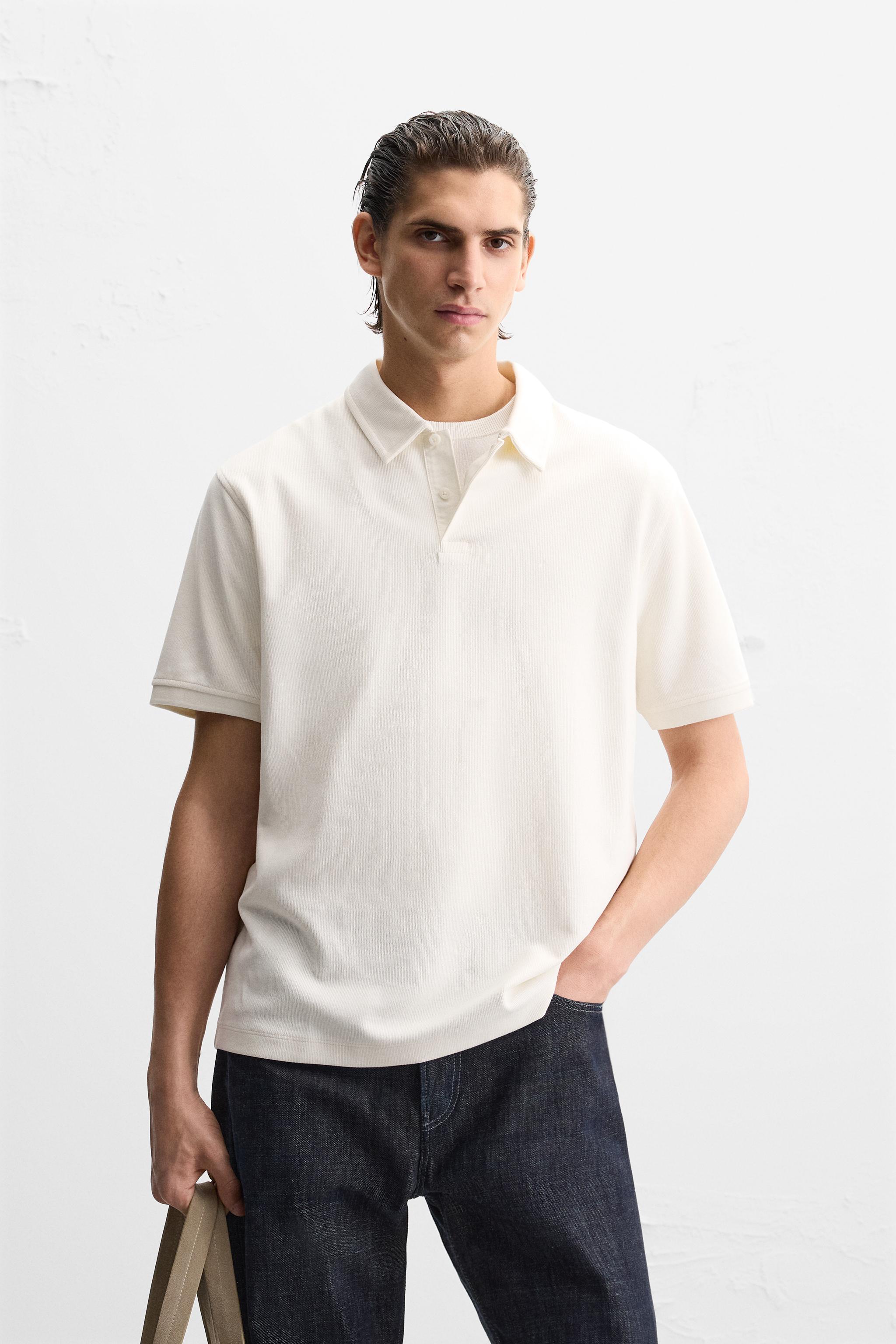 テクスチャー ポロシャツ - ネイビーブルー | ZARA Japan / 日本