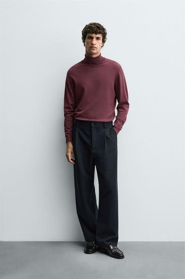 BASIC HIGH NECK SWEATER - Maroon by Zara