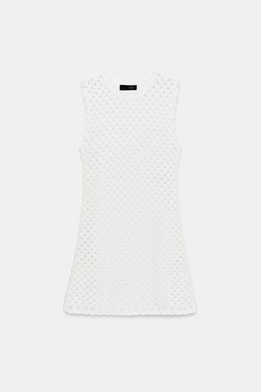 POINTELLE KNIT MINI DRESS - White by Zara