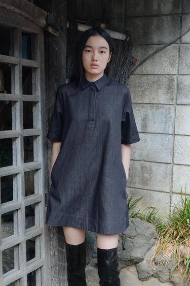 VESTIDO CURTO DENIM ZW COLLECTION - Azul da Zara