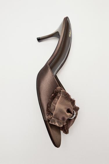 SATIN EFFECT HEELS - Chocolate Brown by Zara