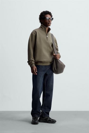SUDADERA CUELLO CREMALLERA HEAVY WEIGHT - Marrón / Verde de Zara - Imagen 0