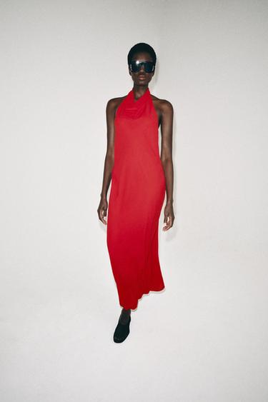 Zara ZW COLLECTION HALTER DRESS - Light red - Image 0