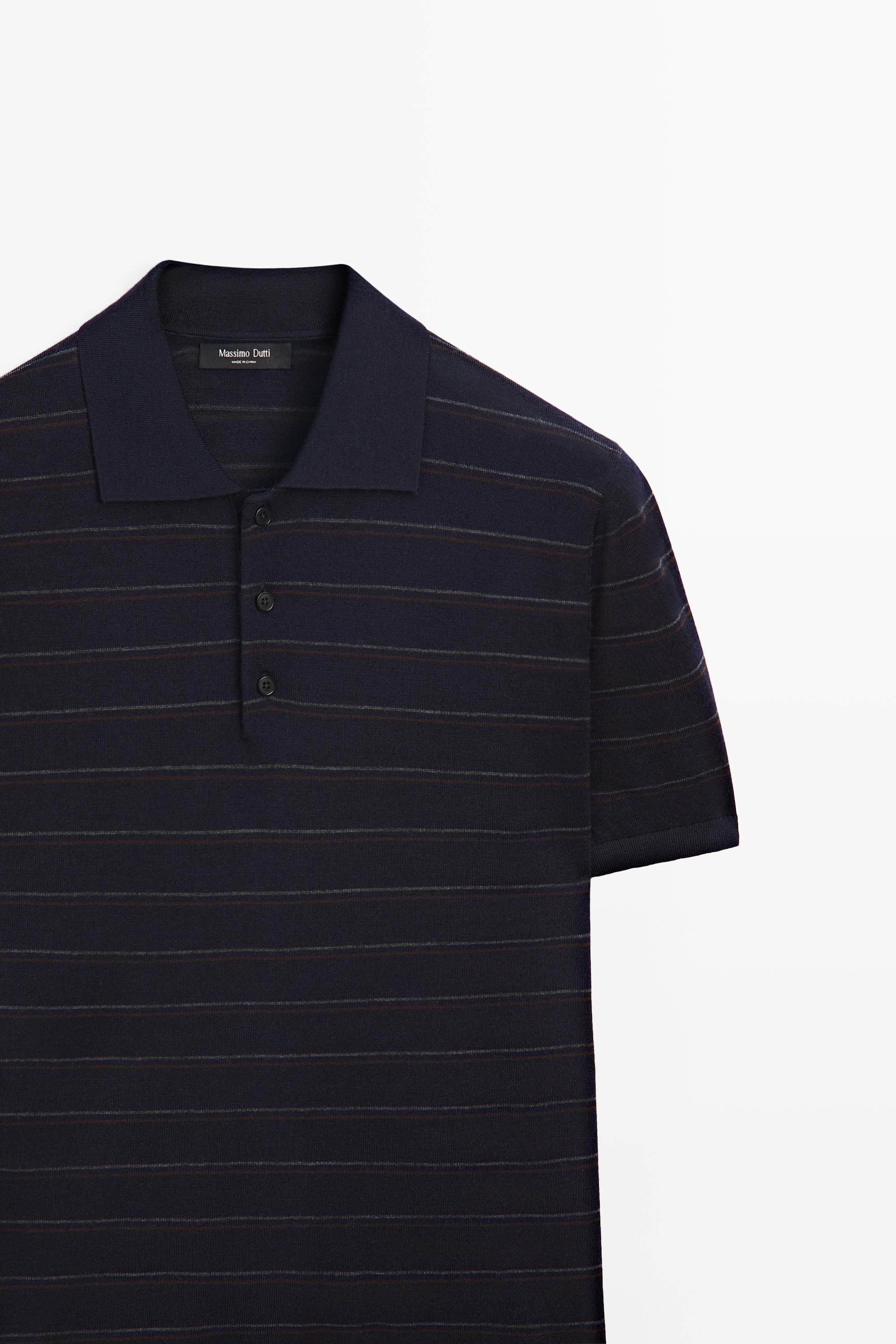 Striped short sleeve knit polo sweater