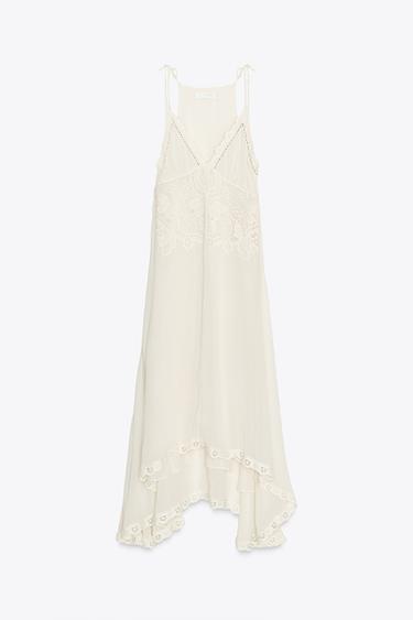 ZW COLLECTION ASYMMETRIC CROCHET DRESS - Ecru by Zara - Image 6